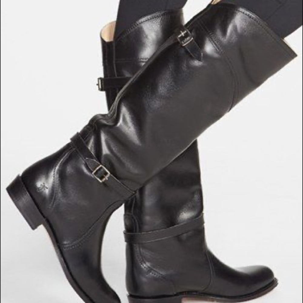 Black Leather Knee-High Boots